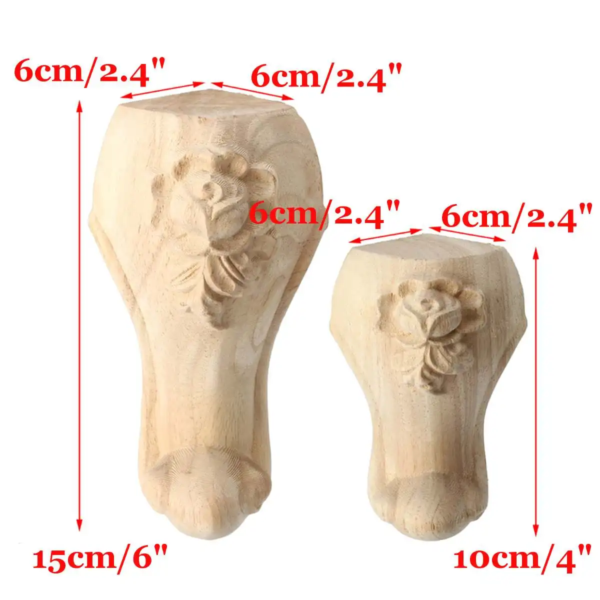 

European Style Solid Wood Carved Furniture Foot Legs TV Cabinet Seat Feets Vintage Home Decor Decoration 4pcs/set 15/10cm
