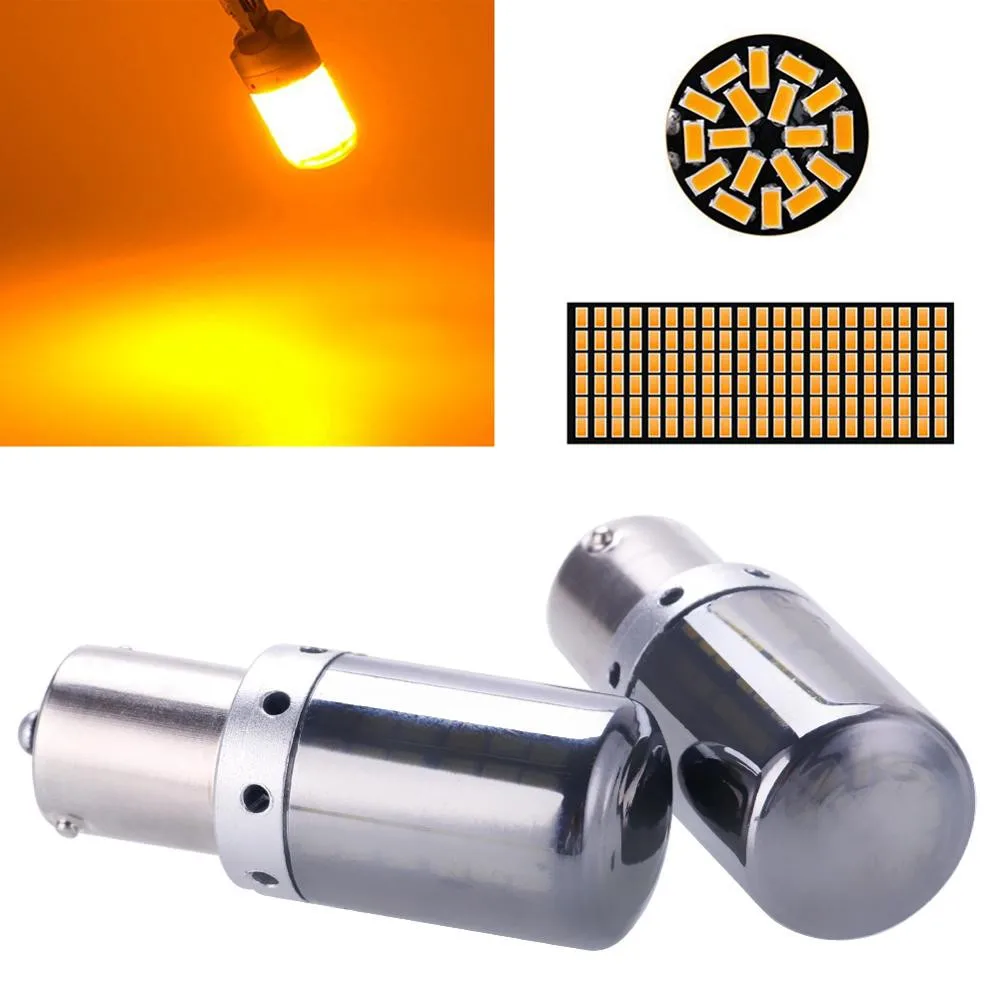 

[High Brightness] 2pcs 144 Light Decoding LED Anti-flash T20 7440 W21W Bulb Turn Signal Light CanBus 1156 BA15S PY21W