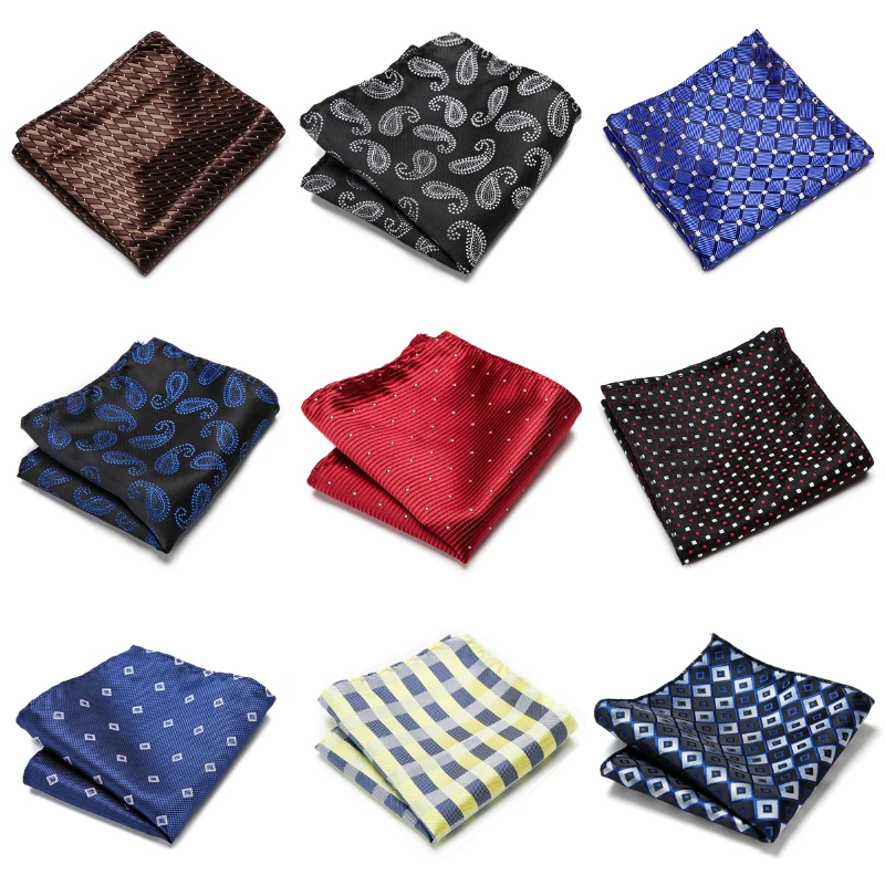 

126 Many Color Fashion Brand Luxurious 9 pcs/lot Hanky Pocket Square Dropshipping Khaki Geometric Gift for Boyfriend Office