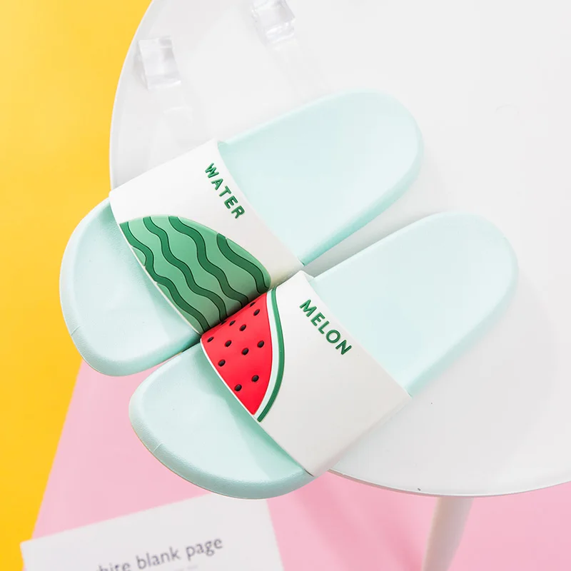 green Женские тапочки с рисунком фруктов; домашние тапочки с арбузом и бананом; летние сандалии; женская обувь; Вьетнамки; Sandalias Mujer - Цвет: green