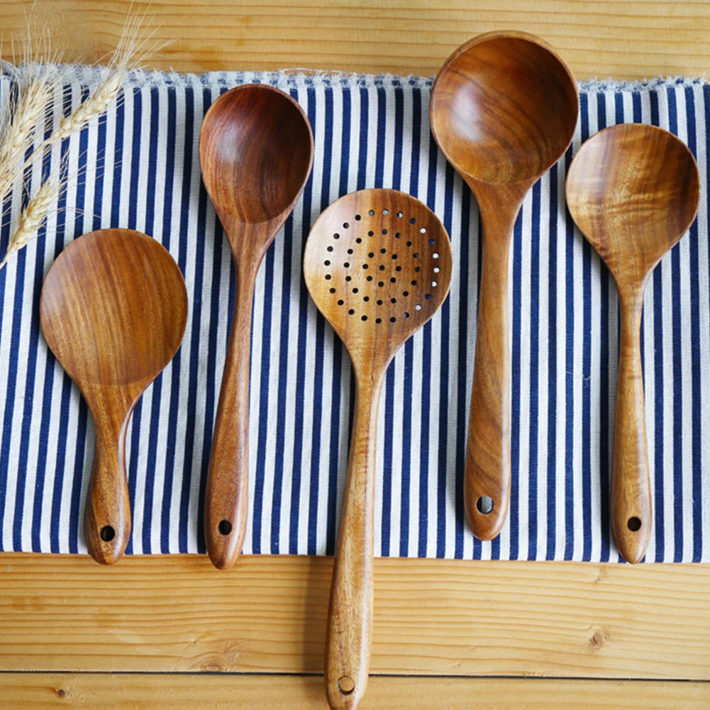 Тиковое дерево натуральное Пособия по кулинарии Инструменты Набор посуды