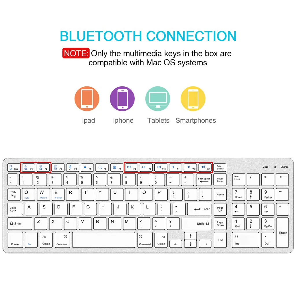 Bluetooth клавиатура перезаряжаемая портативная BT беспроводная с номером для