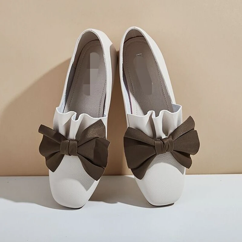 

Женские босоножки на низком каблуке, элегантные сандалии с бантом, корейские тапочки, квадратный носок, без застежки, простые модные туфли, ...