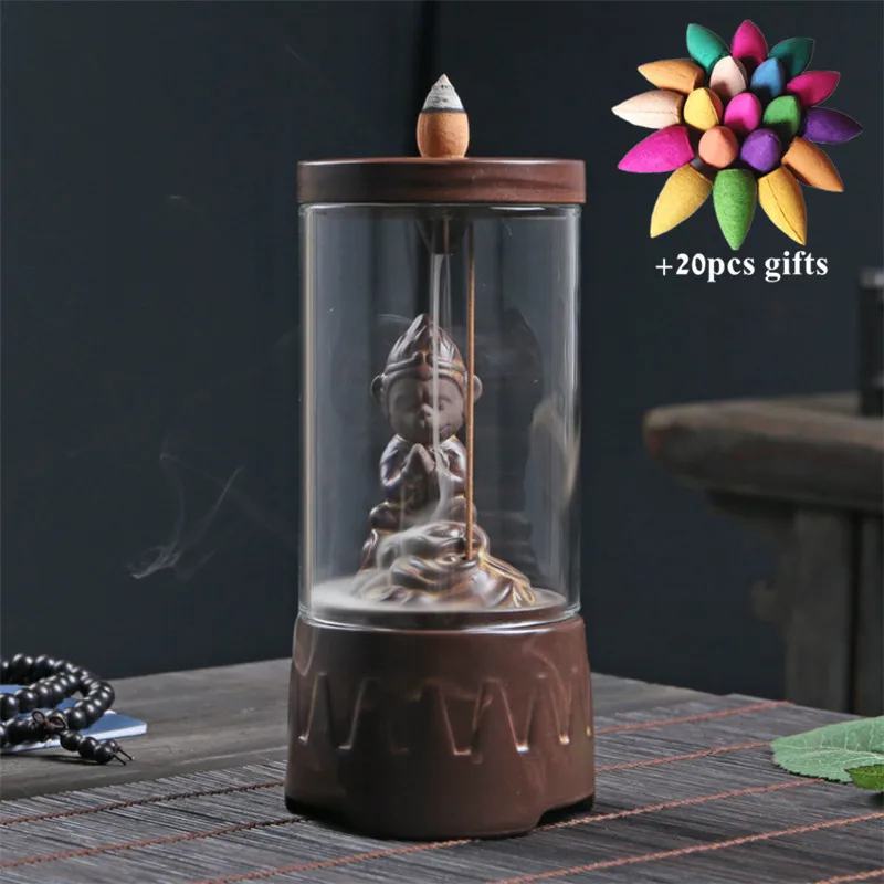 Античная курильница с обратным потоком в виде кошки со стеклянной крышкой