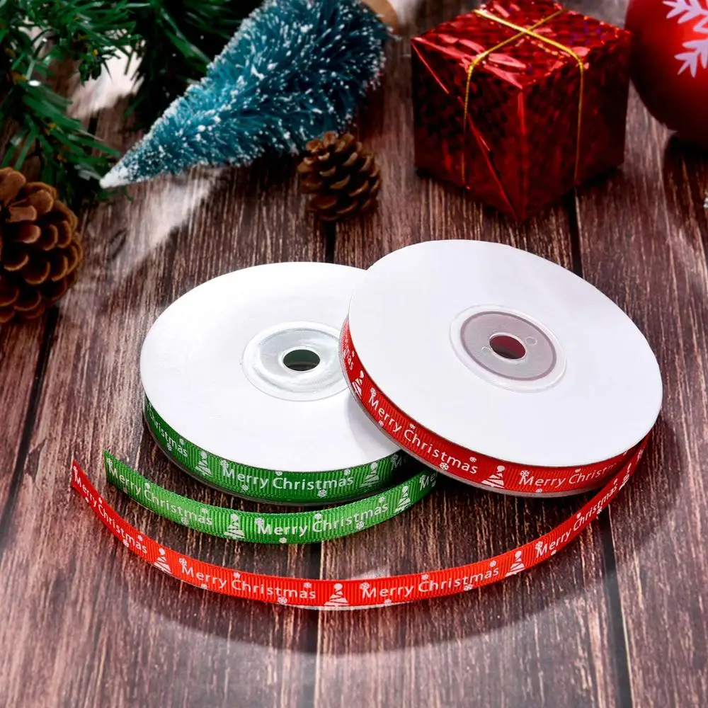 22 метра Рождественская лента Напечатанная С Рождеством для подарочной упаковки
