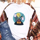 Женская футболка в стиле Харадзюку на Хеллоуин, футболка с круглым вырезом и коротким рукавом, большие размеры