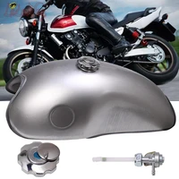 universal 10l 2 6 gallon bare steel motorcycle cafe racer gas fuel tank with thick iron cap fit 2 keys for honda yamaha