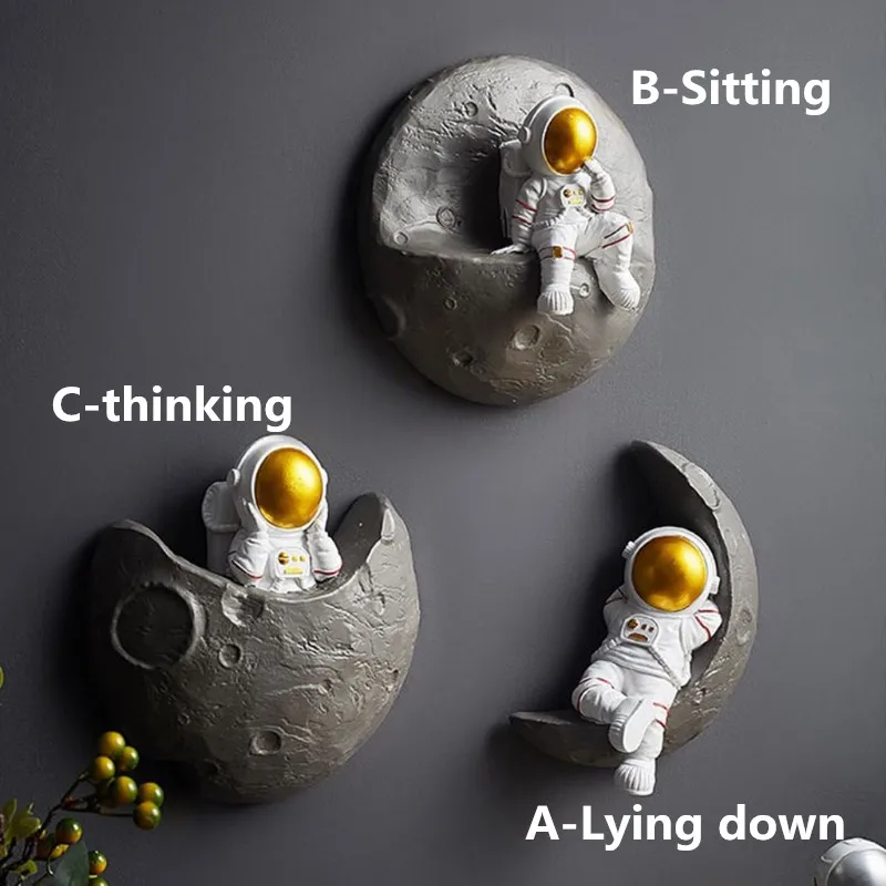 Скандинавская креативная 3D статуэтка астронавта и Луны из смолы подвесная