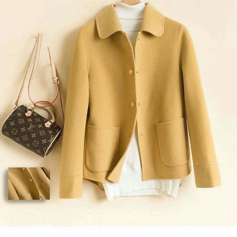 

Новинка весна-осень 2021, однобортное шерстяное пальто, женская модная шикарная верхняя одежда из смешанного материала, Женская темпераментн...
