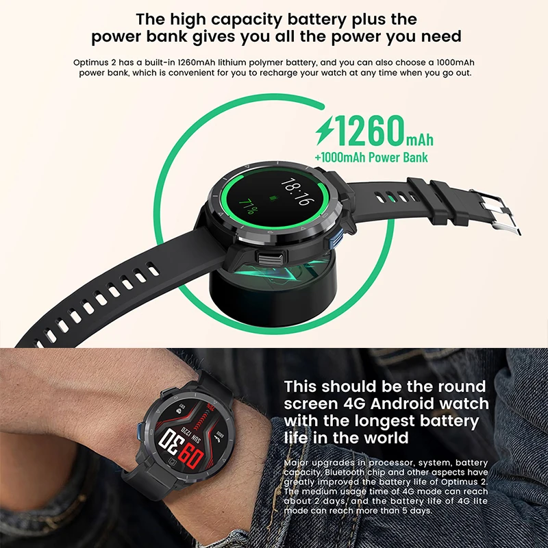 Смарт-часы Kospet Optimus 2 с двумя чипами 4G Android 10 7 Helio P22 8 ядер 4 + 128 ГБ камера 13 МП GPS Wi-Fi -