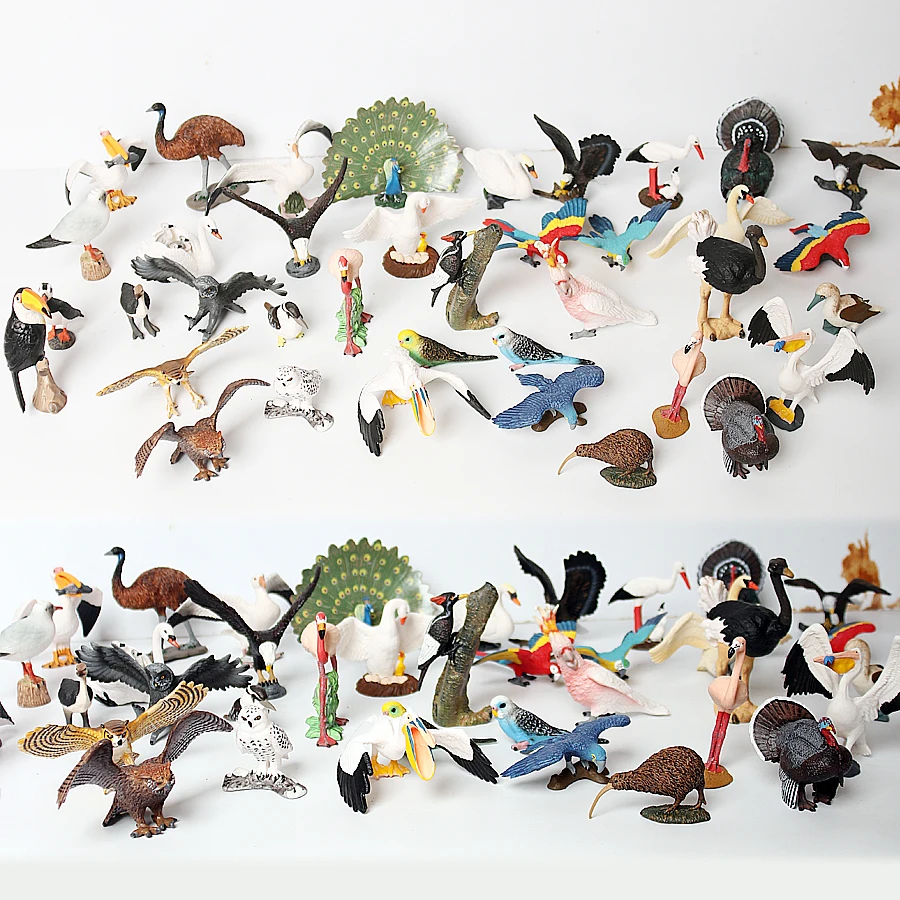 

Simulation Birds Animal Macaw Flamingos Owl kiwi Swan EaglesHand Painted Toy Figurine Model Birds Figure Collection For Kids