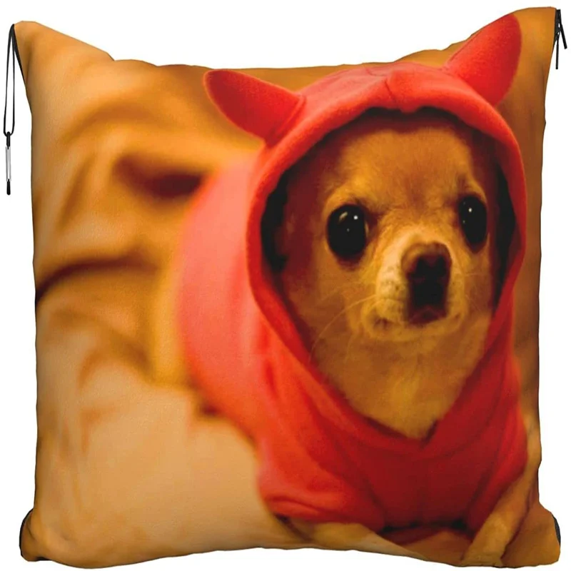 

Cute Chihuahua Travel pillow blanket two-in-one backpack strap and compact airplane bag waist support 60x43 inches