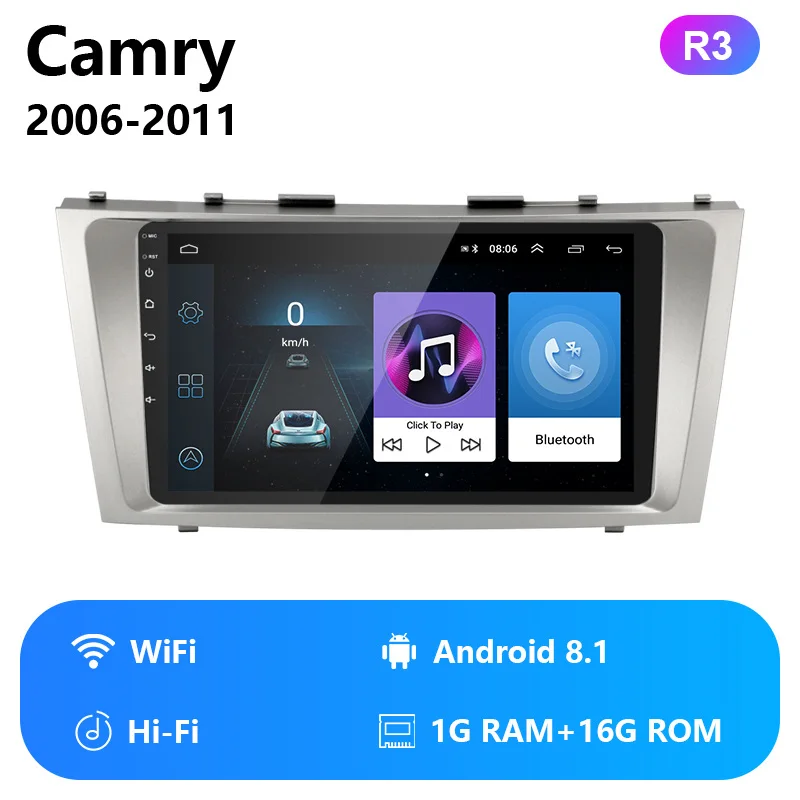 Wifi version Jansite R9 " RDS Автомагнитола для Toyota Camry 2006-2011 Wifi Android 8,1 плеер сенсорный экран мультимедийные видеоплееры с рамкой - Цвет: Wifi version