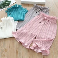 2021 summer breathable girls pants 3 8 years children leggings for girls elastic wide leg pants toddler girls casual clothes