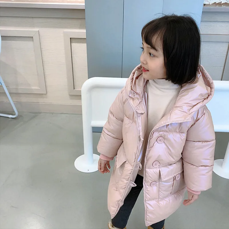 

DFXD Children Snowsuit Baby Girls Warm Cotton Coat 2020 Winter Solid Color Big Pocket Thick Cotton-padded Jacket Hooded Outwear