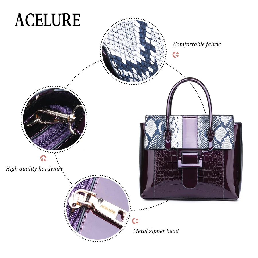 ACELURE Bolsa Mujer сумки для женщин роскошные сумки женские сумки дизайнерские Змеиный узор кожаная сумка через плечо