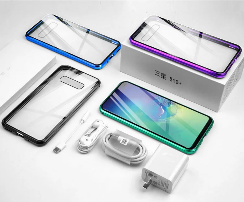 360 Передний+ задний двухсторонний 9Н чехол из закаленного стекла для samsung Galaxy ys10 S8 S10 Plus S9Plus S9 Note 9 8 чехол Магнитный
