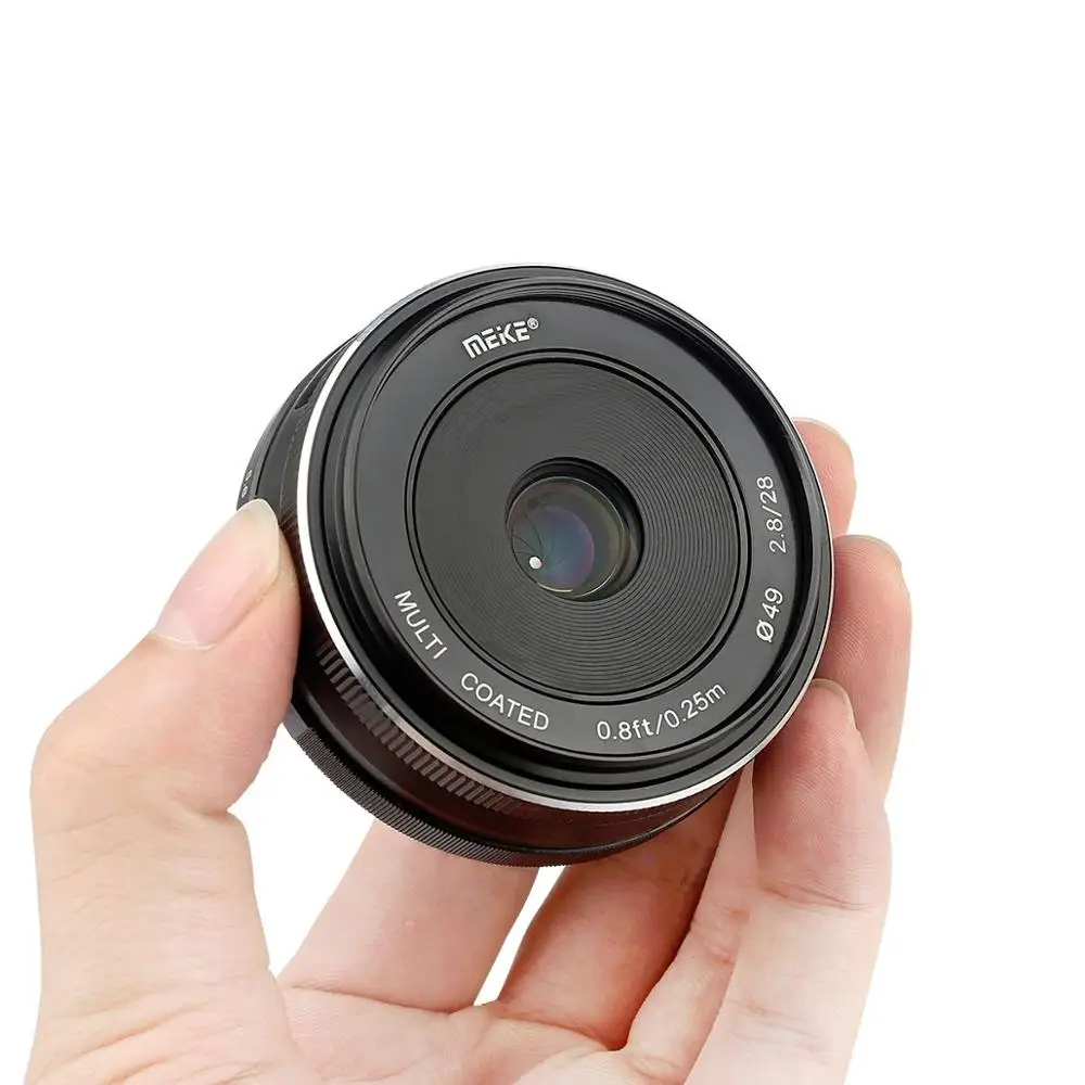 Meike 28mm f2.8 fixed manual focus lens for Canon EOS M Sony E Fuji Fujifilm X Olympus Panasonic M4/3 Mount Mirrorless