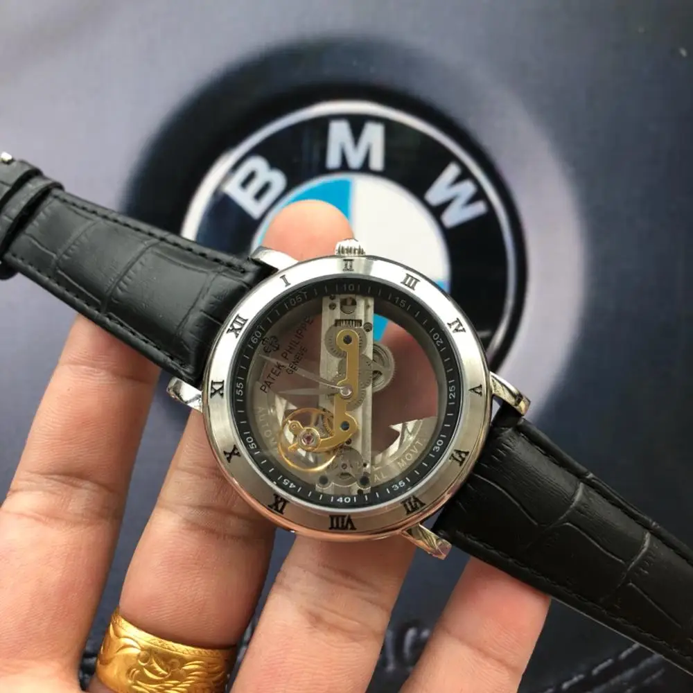 

New Automatic Mechanical Men Watch Silver Blue Stainless Steel Transparent Sapphire Glass AAA Glide Watches 221