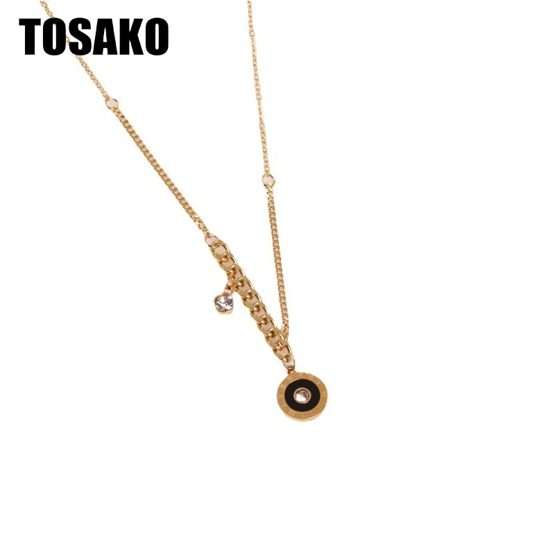 

TOSAKO Stainless Steel Pendant Sweater Chain Titanium Necklace Roman Numerals 2021 Trend Jewelry for Women