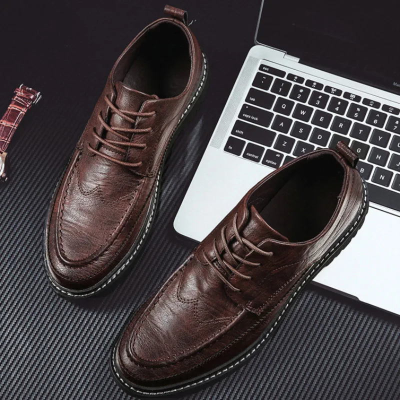 Мужские классические кожаные туфли коричневые формальные свадебные броги в