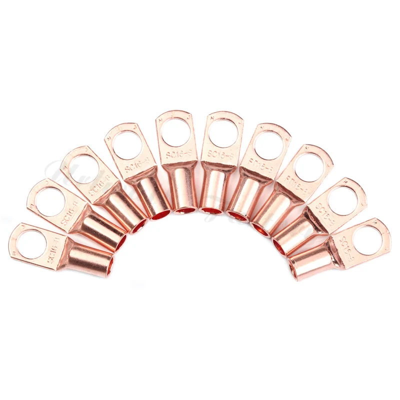 10Pcs SC16-8 Copper Ring Terminals Connector Cable Lugs Eyelet Splice Battery Bolt Hole | Обустройство дома