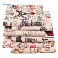 dwaingy 6pcslot eiffel tower printed cotton linen fabric for patchwork diy quilting sewing placemat bags material 25x45cm