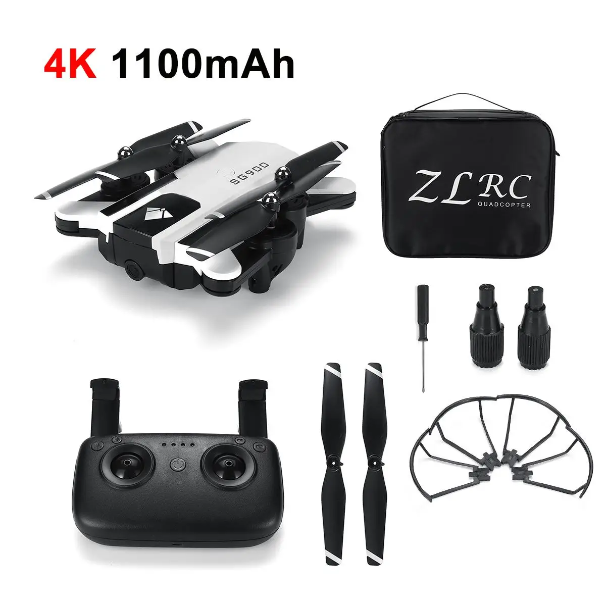 white 1100mAh bag SG900 FPV камера Дрон 4K камера оптический поток селфи Дрон складной Wifi Квадрокоптер вертолет Дрон дроны профессиональный - Цвет: white 1100mAh bag