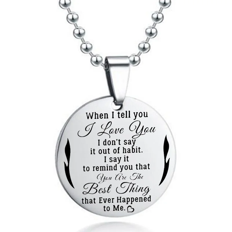I Love You Boyfried Girlfriend Husband Pendant Necklace Stainless Steel letter wife Gif | Украшения и аксессуары
