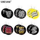 SOMESOOR вдохновляющие черные высказки, деревянные серьги-капли с принтом, сохраняют реальность, никогда не сдавайтесь, искусство, деревянные круглые петли для женщин, подарок