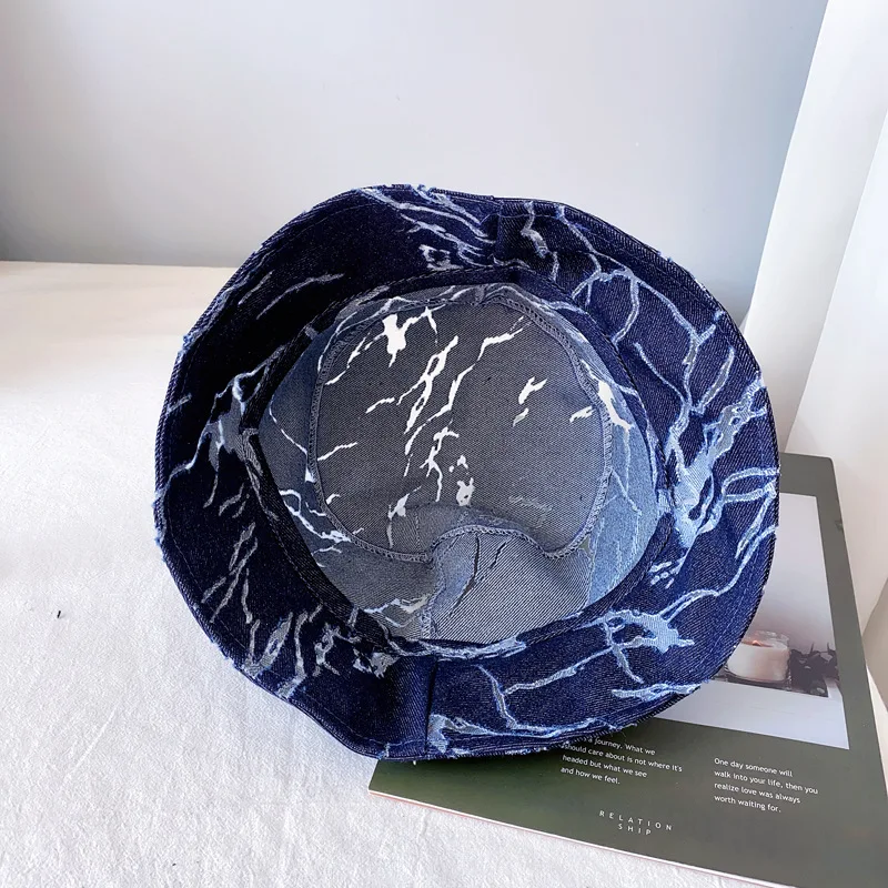 

202101-xx new spring Worn out and hollowed out process Denim street leisure outdoors lady bucket cap men women fishermen hat