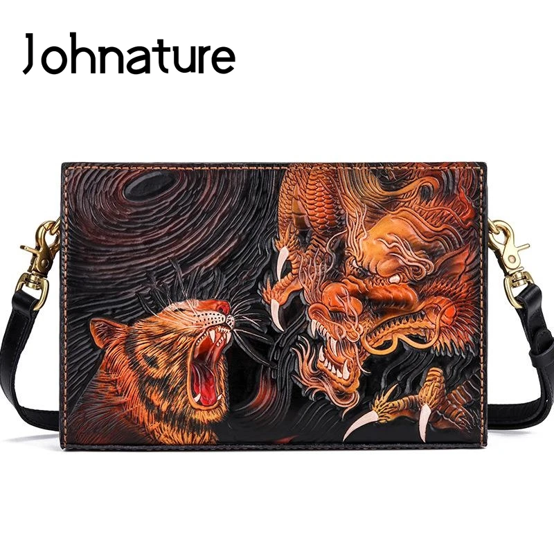 Мужская сумка-клатч из воловьей кожи Johnature сумка на плечо в китайском стиле с