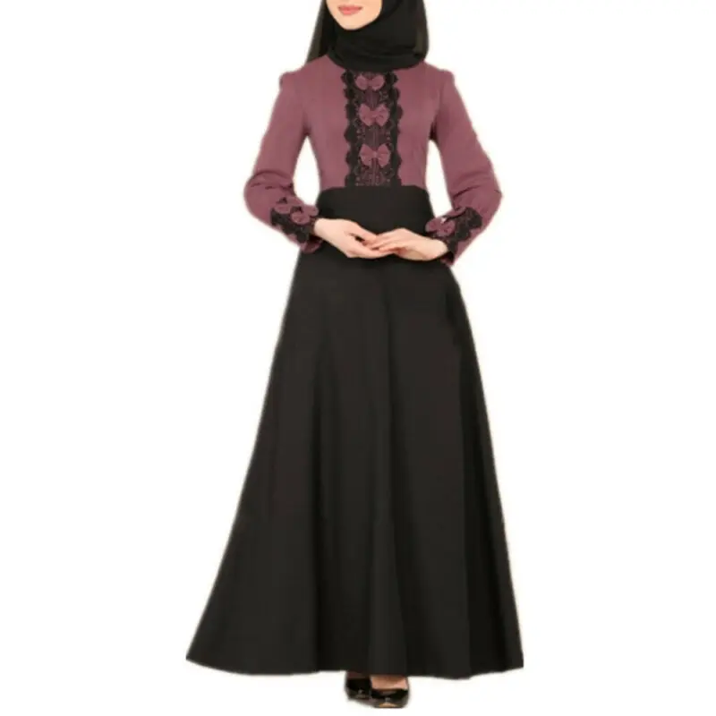 

Женская Абая кафтан абаи мусульманское платье макси с длинным рукавом Арабский исламский халат размера плюс Цвет лоскутное мусульманское ...