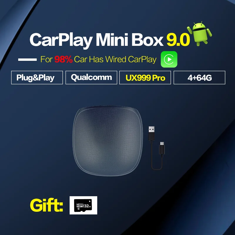 

2.0 Carplay Ai Box Mini Android Box Dongle 4+64G Carplay Wireless Android Auto For Volvo Ford Benz VW Mazda Wireless Mirrorlink