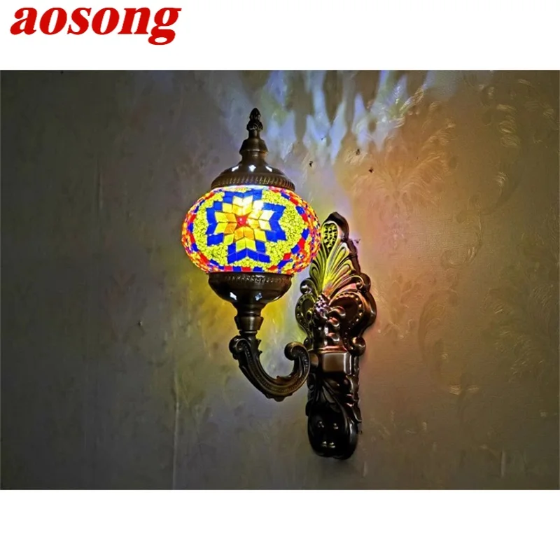 

AOSONG Aethnic Style Wall Lamps Retro Nostalgic Romantic Creative Indoor Decorative For Corridor Bedroom