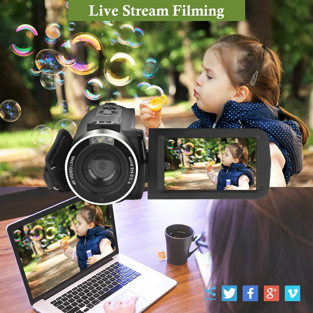 4K видео Камера 48MP прямые трансляции для Facebook Wi-Fi сенсорный экран видеокамера с