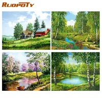 ruopoty picture by number forest drawing on canvas handpainted art gift diy paint by number landscape kit home decoration