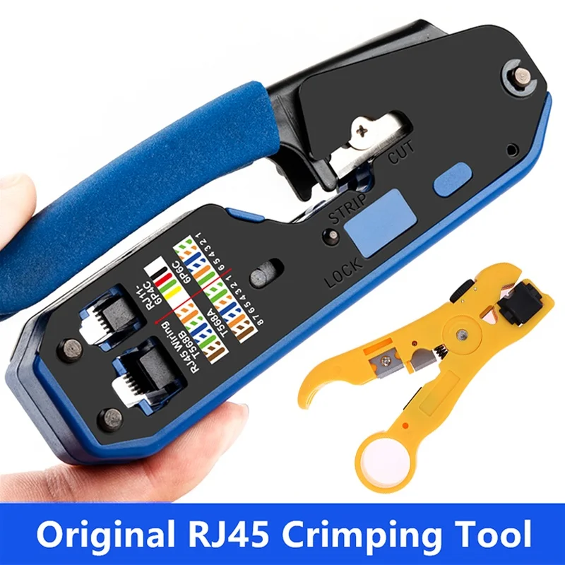 

Обжимной инструмент RJ45, все в одном, для модульных заглушек RJ45, Cat7, Cat6, Cat5, RJ11, RJ12, плоскогубцы с металлическими зажимами