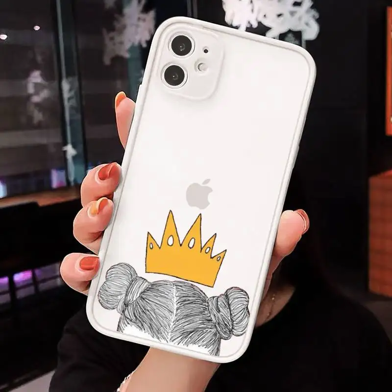 

Princess crown yellow bling king Phone Case Matte Transparent for iPhone 7 8 11 12 s mini pro X XS XR MAX Plus cover funda