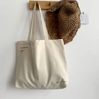 women shoulder bag 2022 canvas tote bag girl fashion casual shopper bags simple style letter print large capacity beige handbags