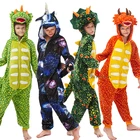 Кигуруми детские пижамы единорог панда Мальчики Девочки динозавр Лев зимние кигуруми костюм для детей одежда для сна комбинезон фланелевые пижамы