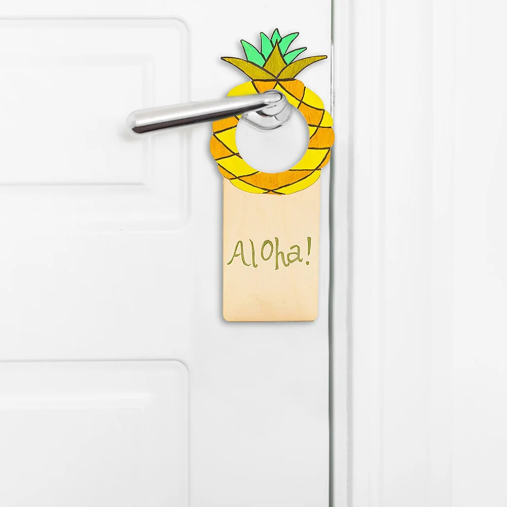 

9pcs Creative Wooden Door Knob Hangers Wooden Door Handle Hanging Signs (Khaki)