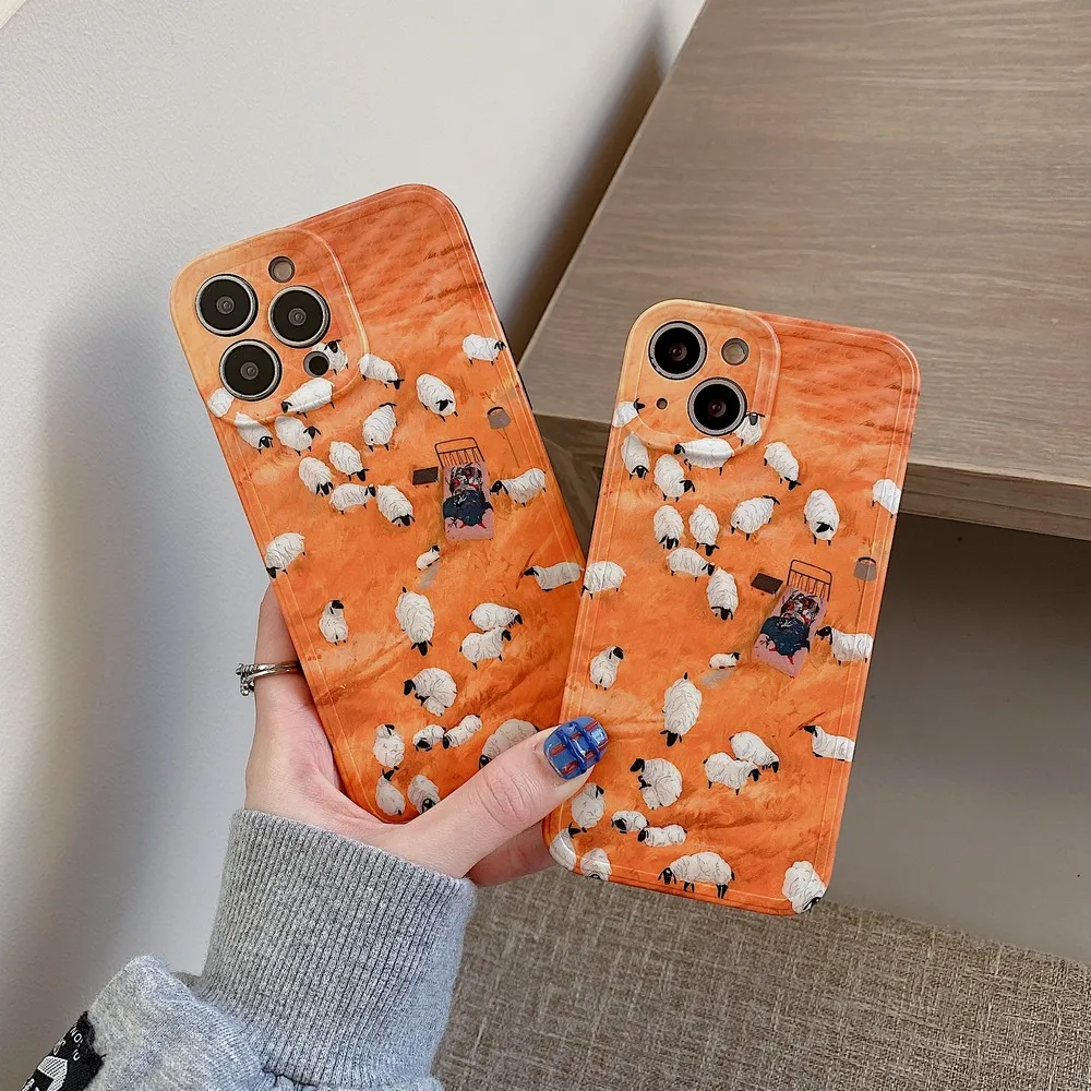 

Illustration of lambs Phone Case For iphone 11ProMax 11 12Pro 12 13ProMax 13Pro 13 XS X XR XSMAX 7 8 Plus Soft Shell