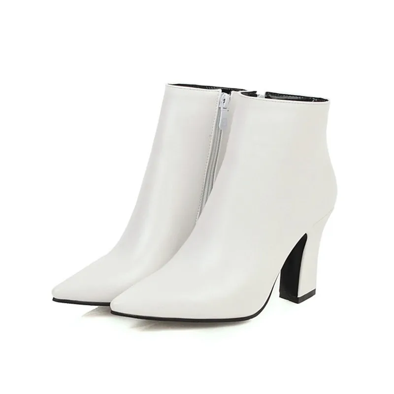 Женские ботильоны на квадратном каблуке с острым носком размеры 34 43|Женские