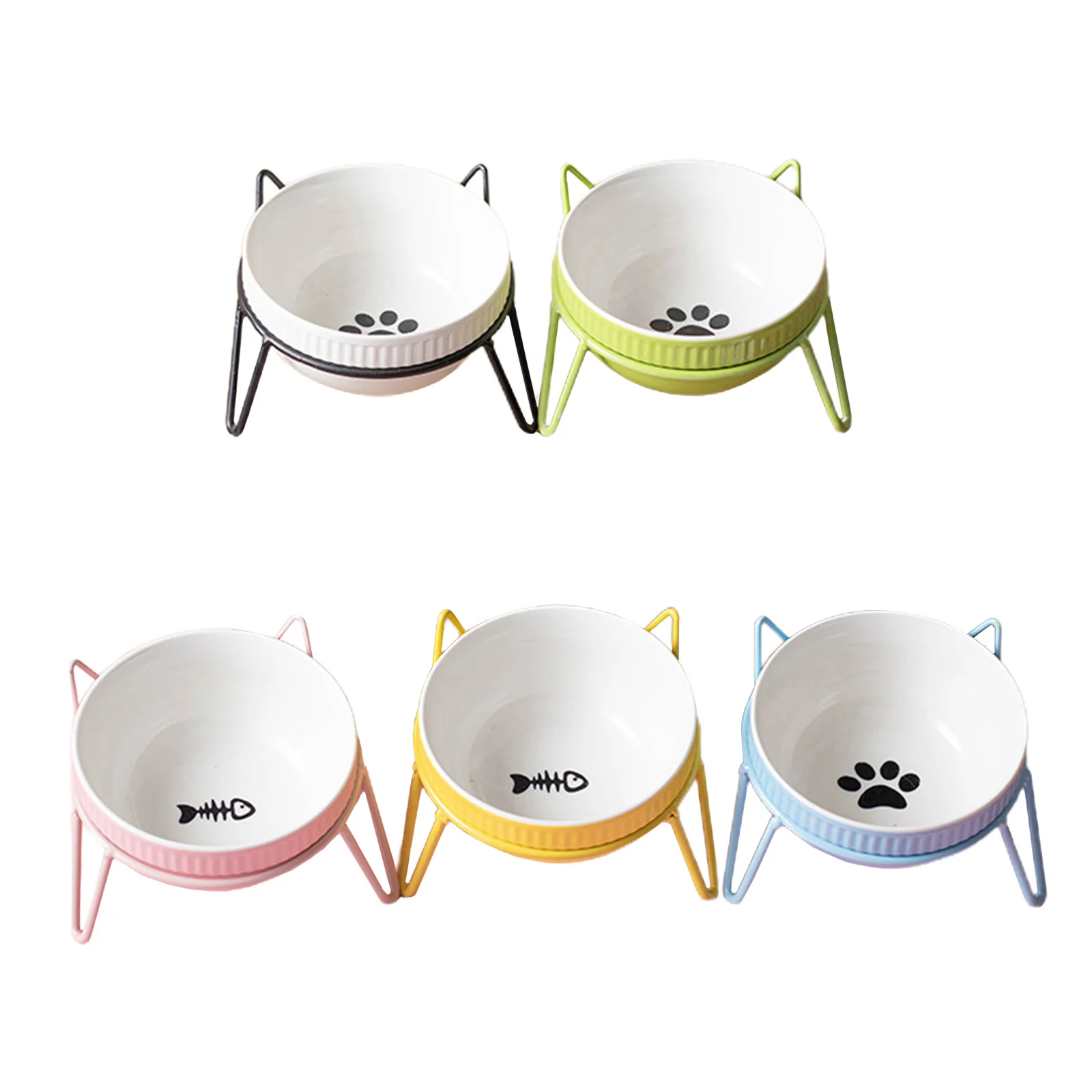

Elevated Feeder for Small Dog Cat Ceramic Bowl with Iron Stand Pet Food and Water Feeder Raised Pet Dog Feeder