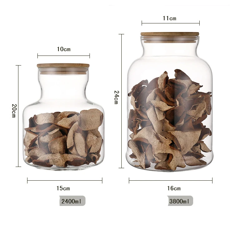 

3800ml Bamboo Lid Glass Kitchen Storage Bottles Jars Large Food Container Grains Tea Coffee Beans Grains Candy Jar Containers