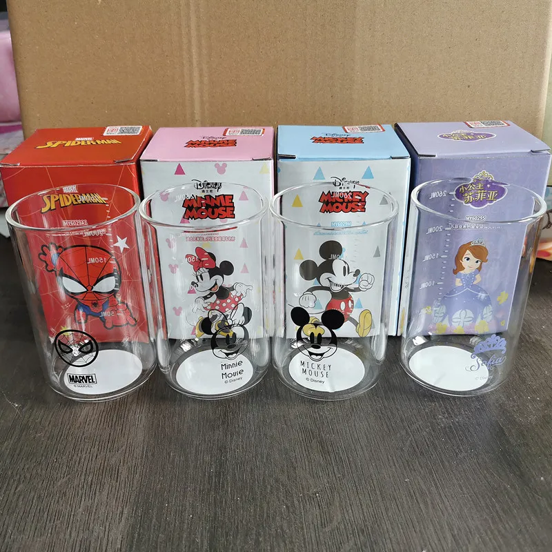 Disney Glass Milk Cup Water Cup Microwave Heating With Scale Small Water Cup Soy Milk Cup Net Red Cartoon