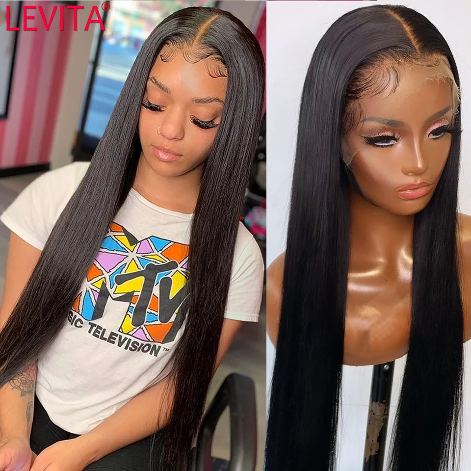 LEVITA 30 Inch Lace Front Wig Brazilian Bone Straight Glueless Lace Frontal Human Hair Wigs For Women Closure Wig Natural Hair