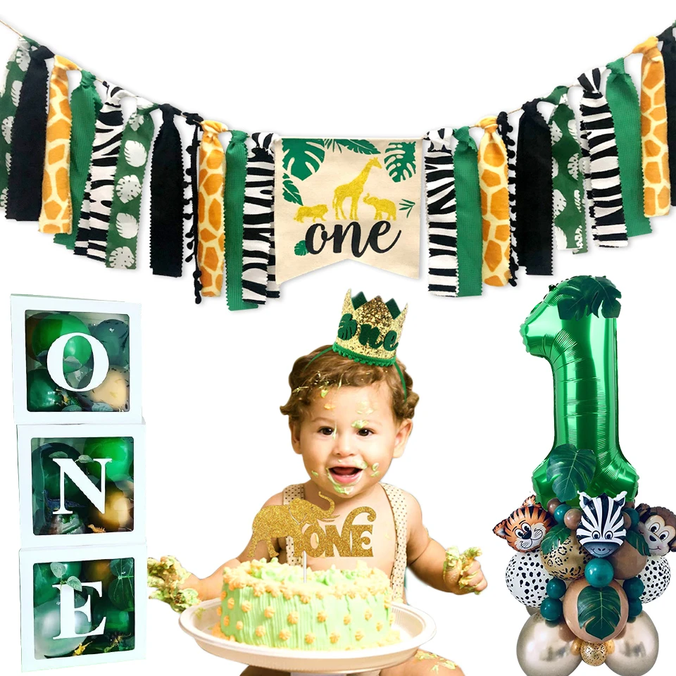 

Wild One Kids 1st Birthday Party Balloons Jungle Safari Party Forest Decoration Baby First Birthday Safari Jungle Party Supplies