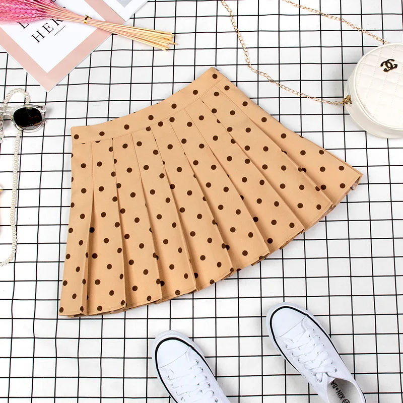 

2021 New All-match Skirt Summer Polka Dot Fashion High Waist Pleated Skirt Short Skirt College Style Pleated Skirt